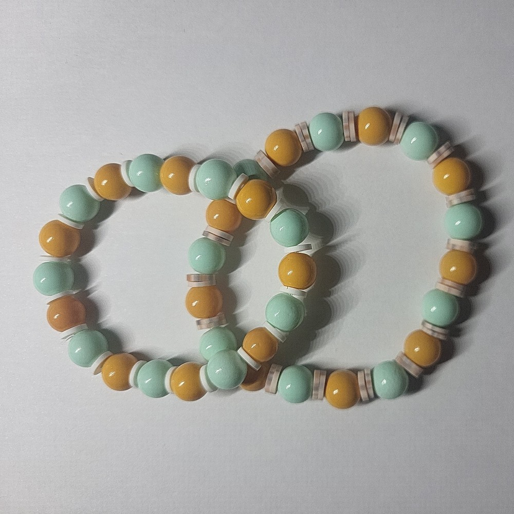 2 large Handmade Beaded Bracelets.