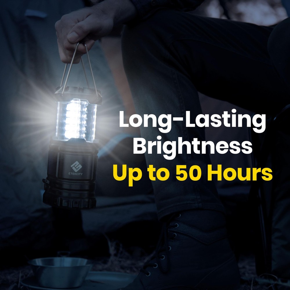 Etekcity Lantern Camping Essentials Lights, Led Flashlight for 2 Pack, Black