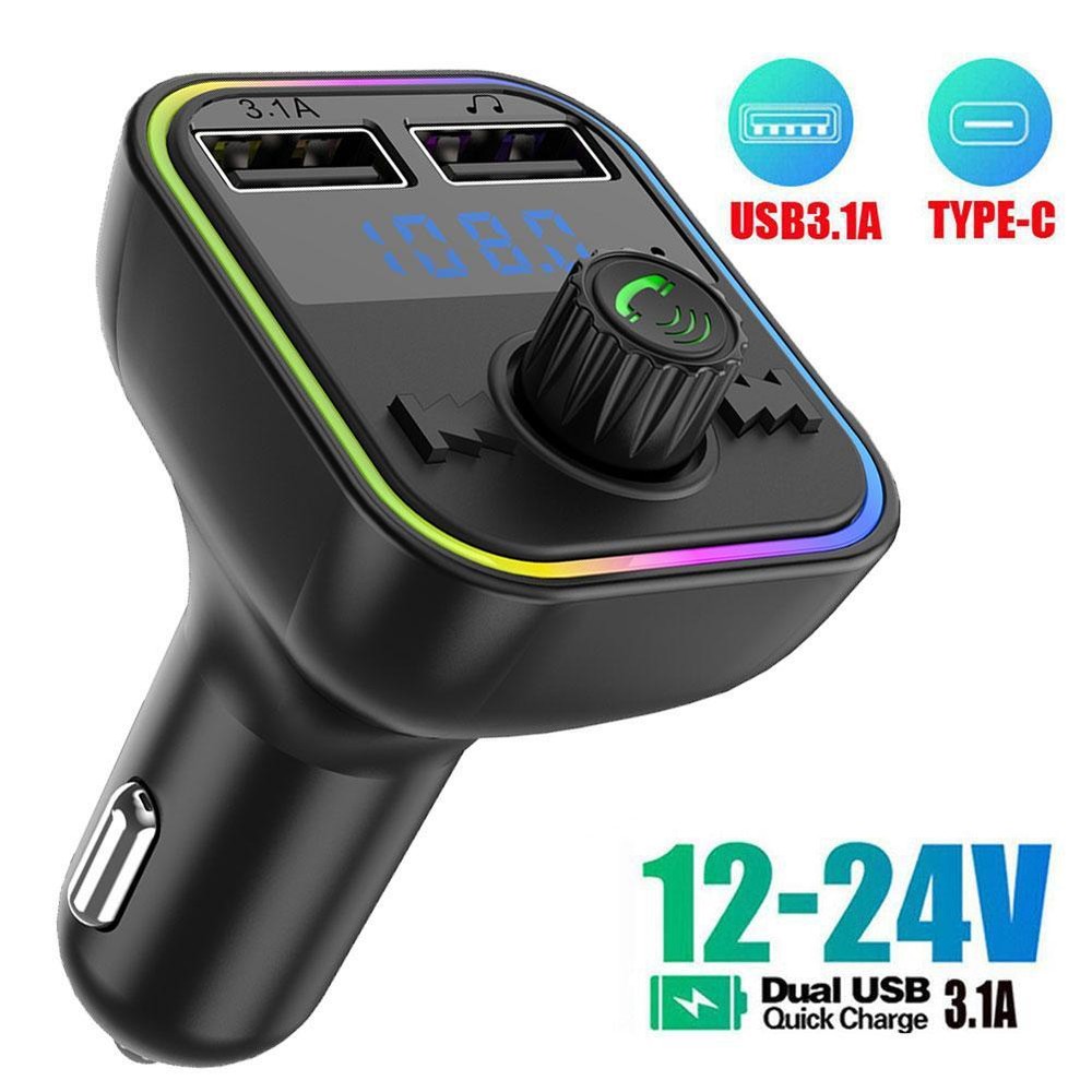Car Wireless Bluetooth FM Transmitter MP3,USB,TYPE C,PD Charger Adapter New D8L5