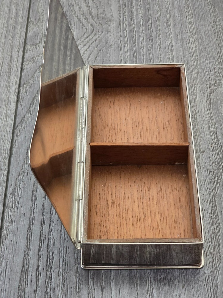 Vintage Wallace 262 Silverplate Cigarette Box Wood Lined Presentation Gift Box