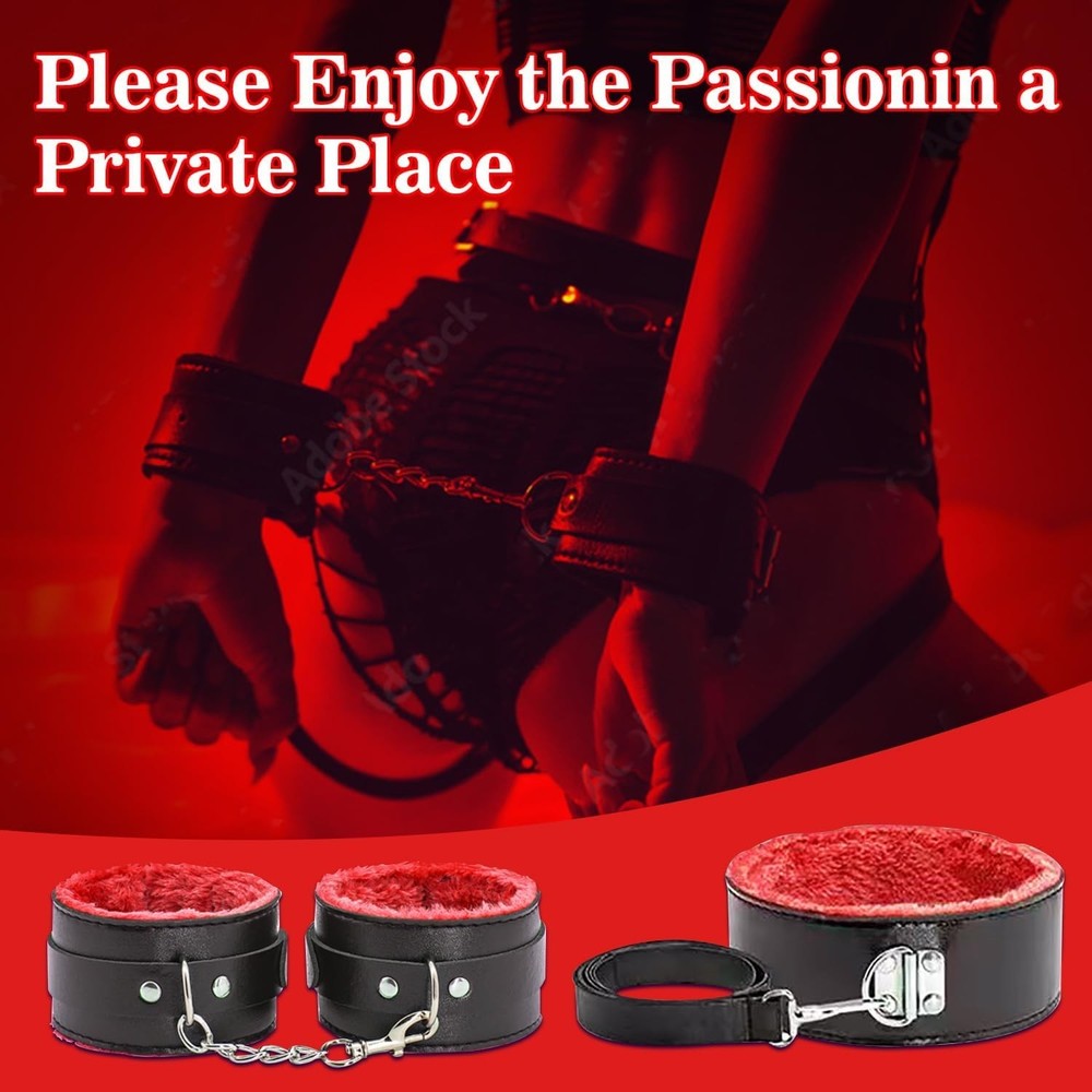12Piece Beginner Bondage Kit for Couples Adjustable Plush Restraints, Soft C...