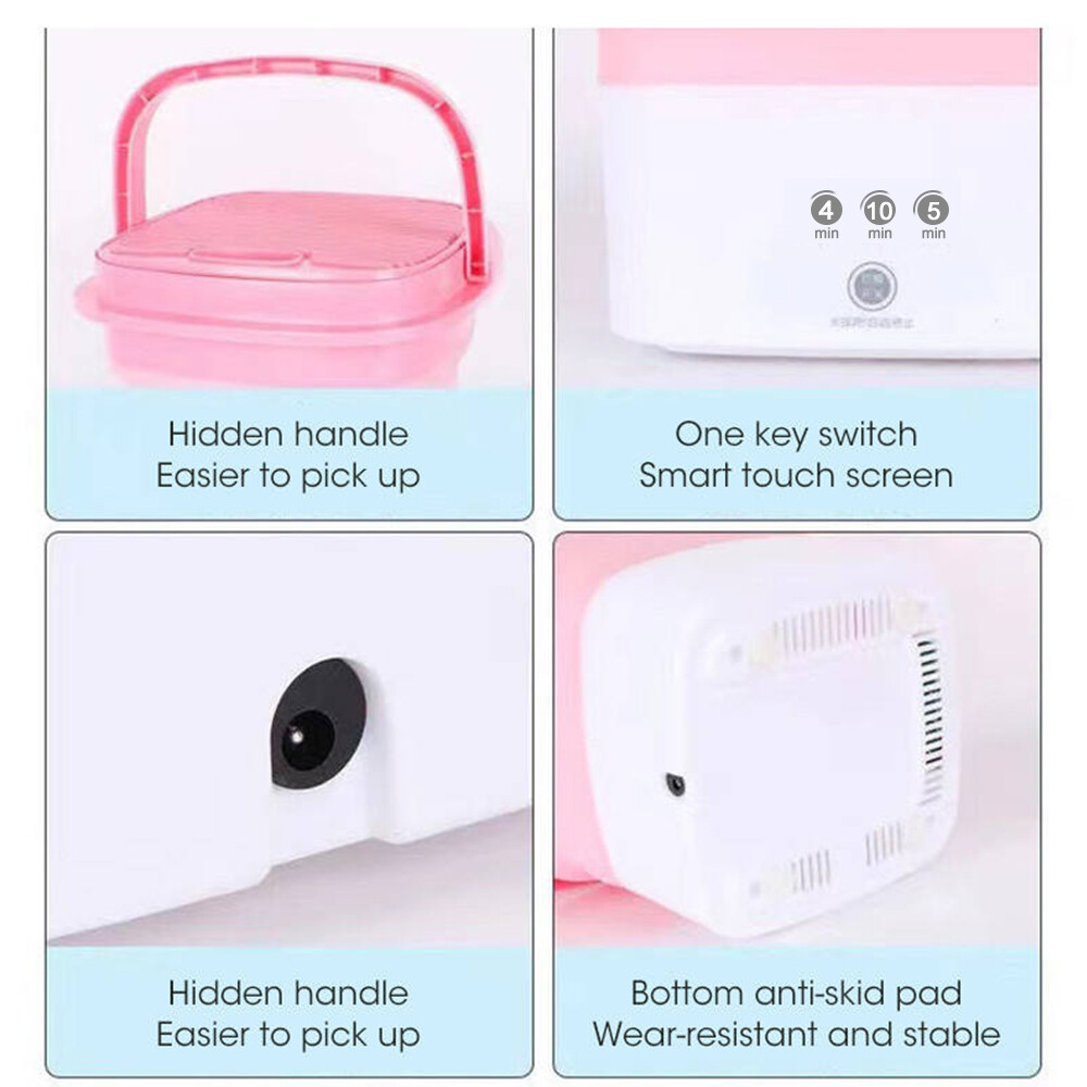 Folding Washing Machine (Pink) – US Standard Plug with Blue Light Sterilization