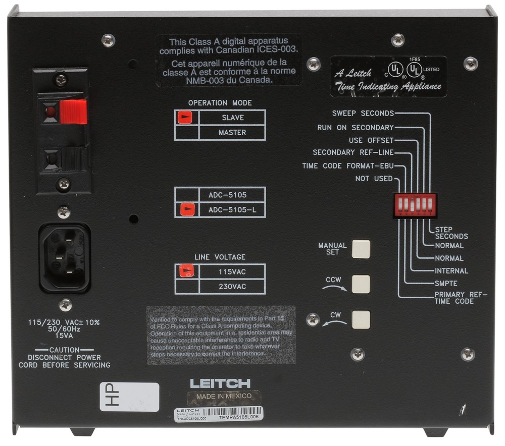 Leitch ADC-5105 L Illuminated 5" Studio Analog Desktop Clock SMPTE/EBU Timecode