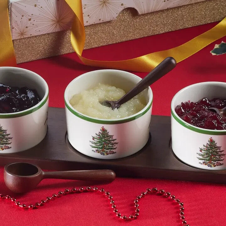 NEW in BOX Spode Christmas Tree 7-Piece Condiment Set