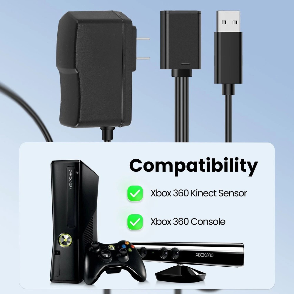Power Adapter Supply Cord USB Cable for Kinect For Microsoft Xbox 360 Kinect