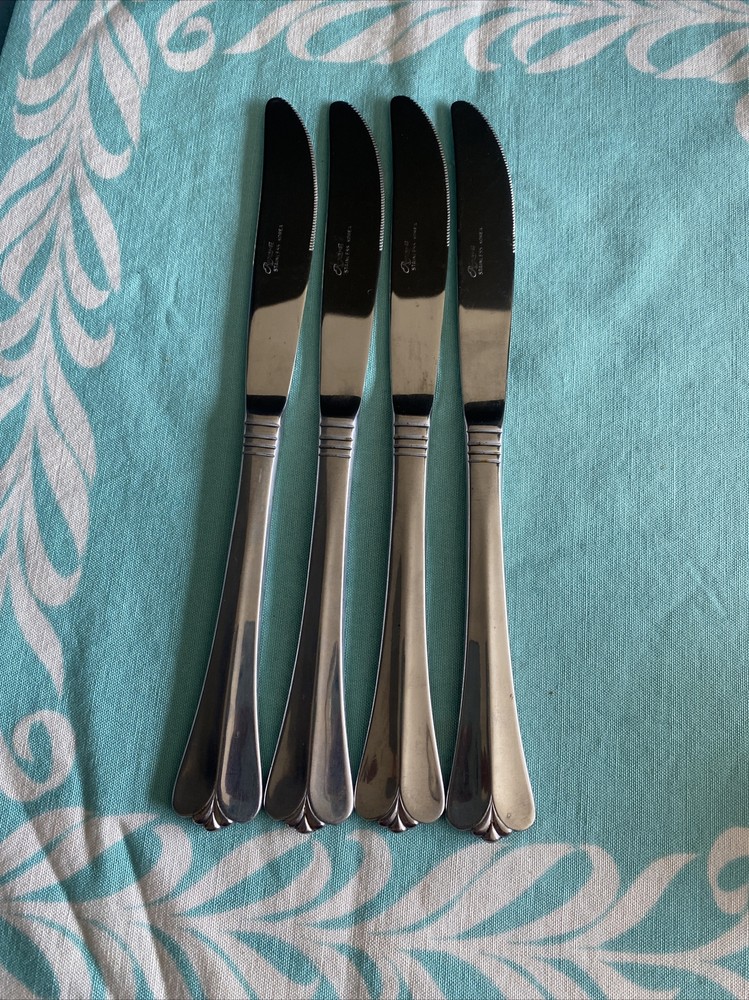 4 Pcs Rogers Co Country Shell Dinner Knives Stainless Flatware