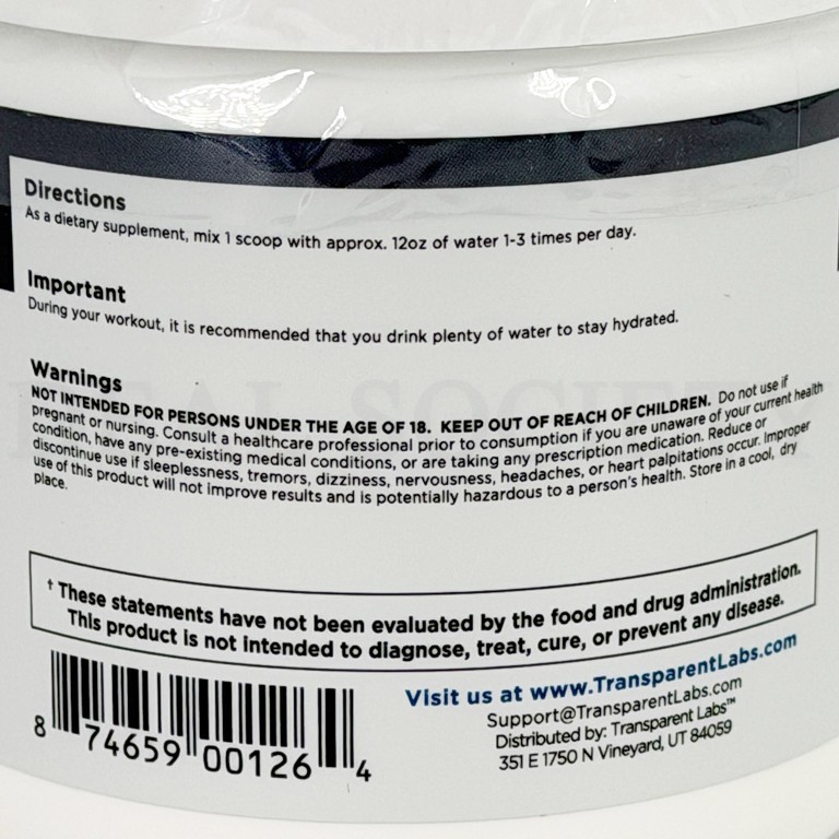 Transparent Labs Hydrate Electrolyte Formula Arctic Freeze 40 Servings Lot of 2