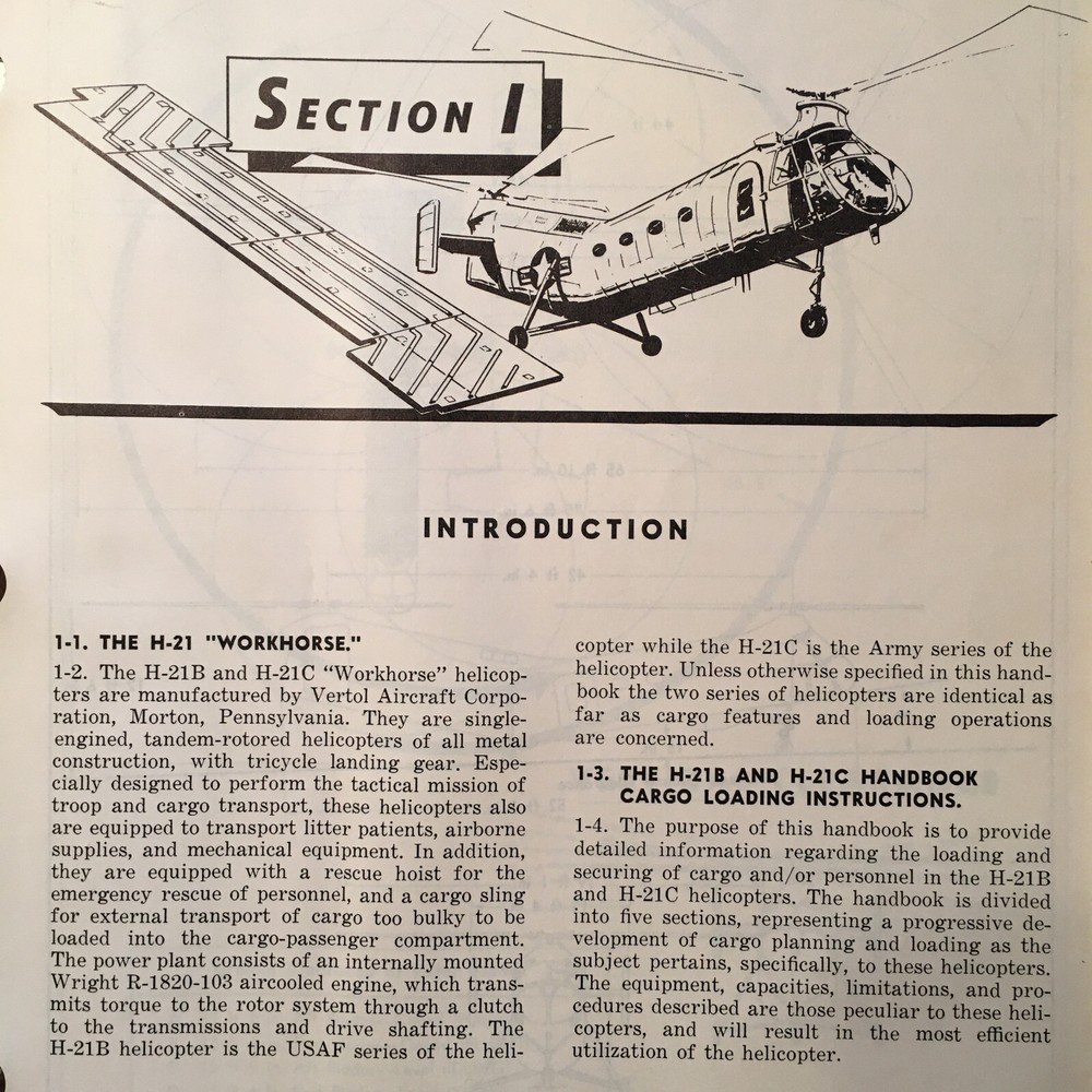 Piasecki Boeing Vertol H-21B & H-21C Cargo Loading Instructions Manual