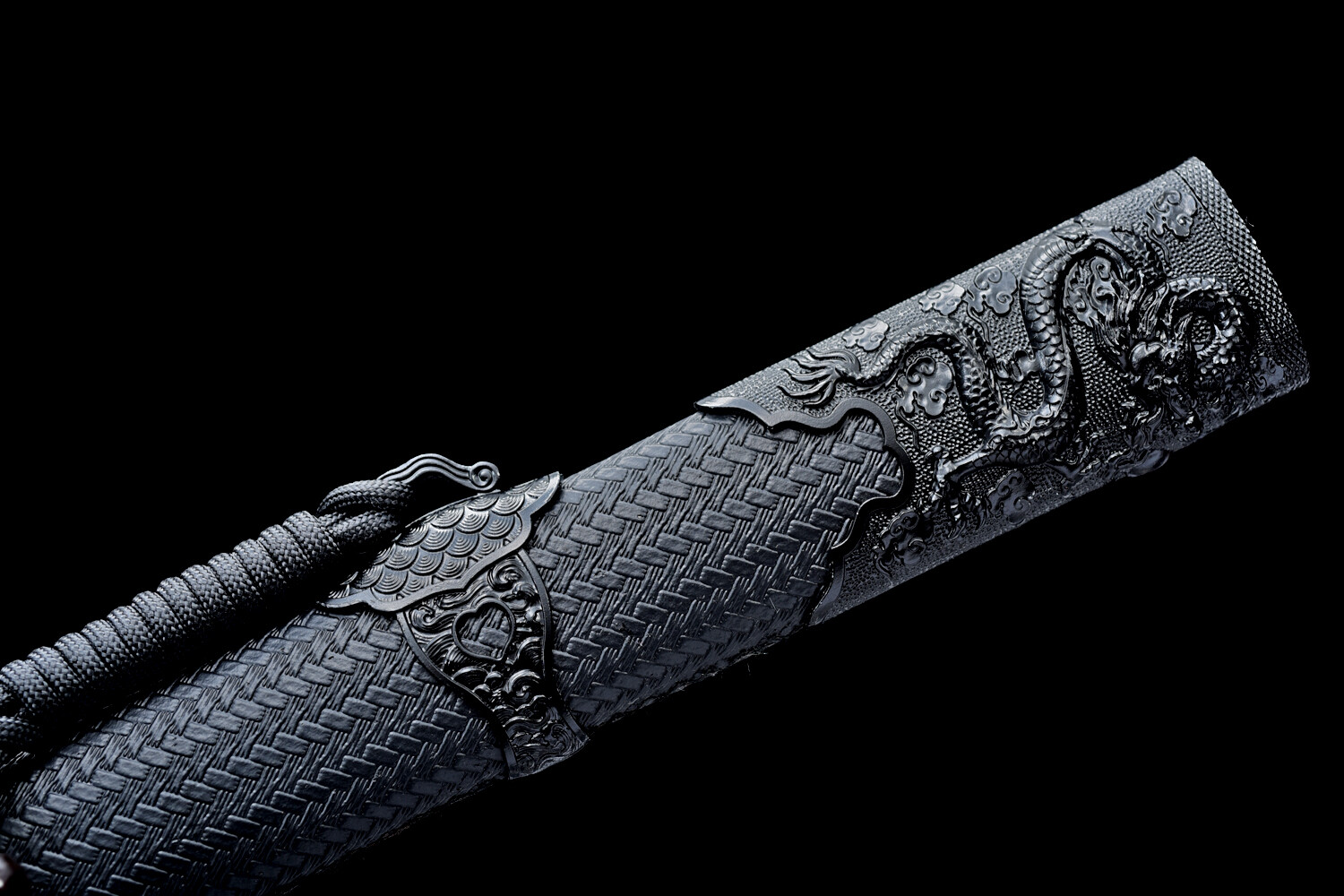 40'' Black Dragon Ninja Sword 9260 Spring Steel Japanese Straight Sharp Ninjato