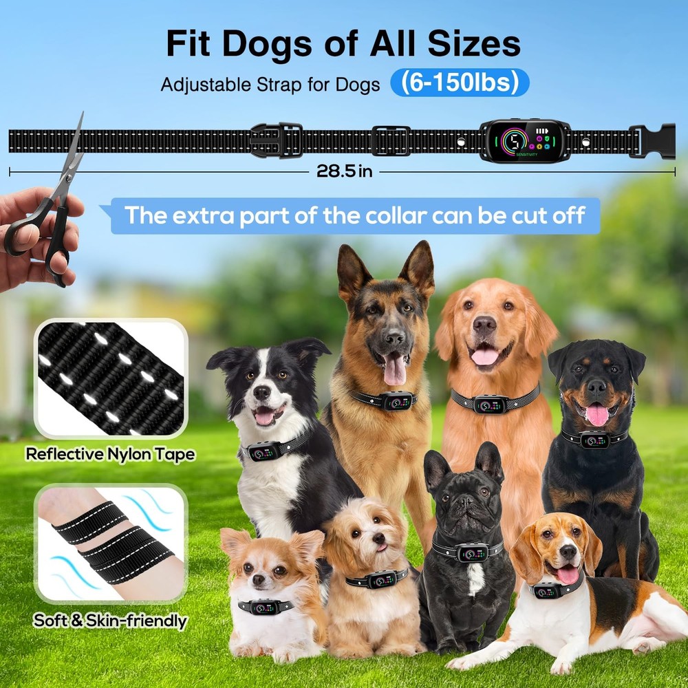 Bark Collar, 2 Pack Dog Collar for Large Medium Small Dogs, Black