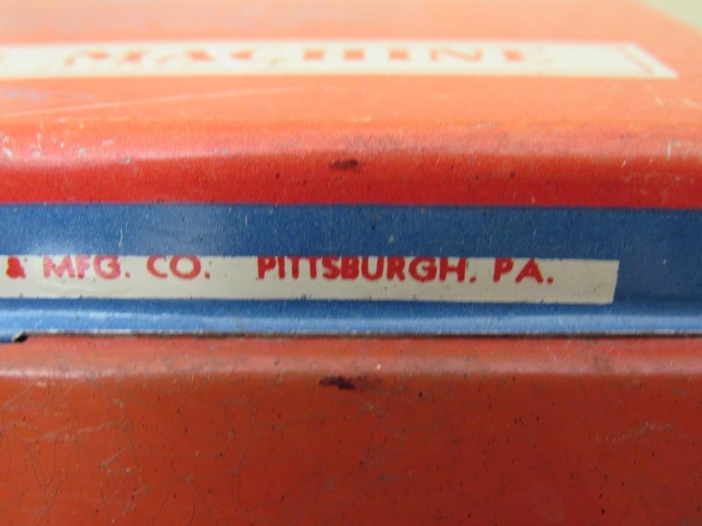 Vintage 40s Working Tin Litho Wolverine Adding Machine Hand Pull Dial Calculator