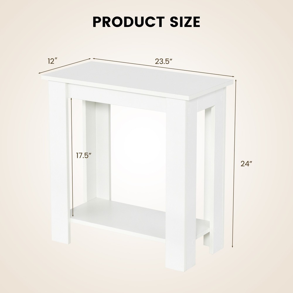 2 PCS 2-Tier End Table Modern Sofa Bedside Compact Nightstand w/ Storage Shelf