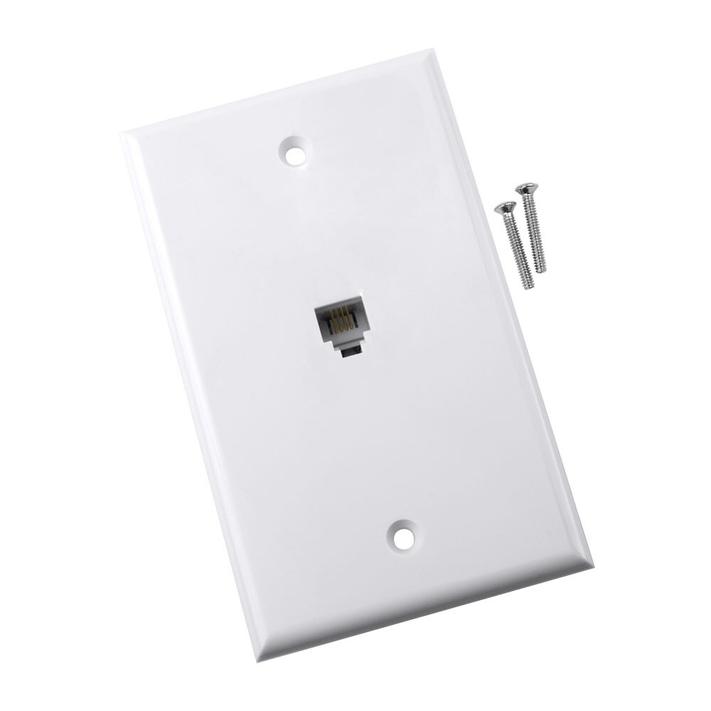 Construct Pro Single Gang Flush Mount Wall Plate (Phone Jack, White)