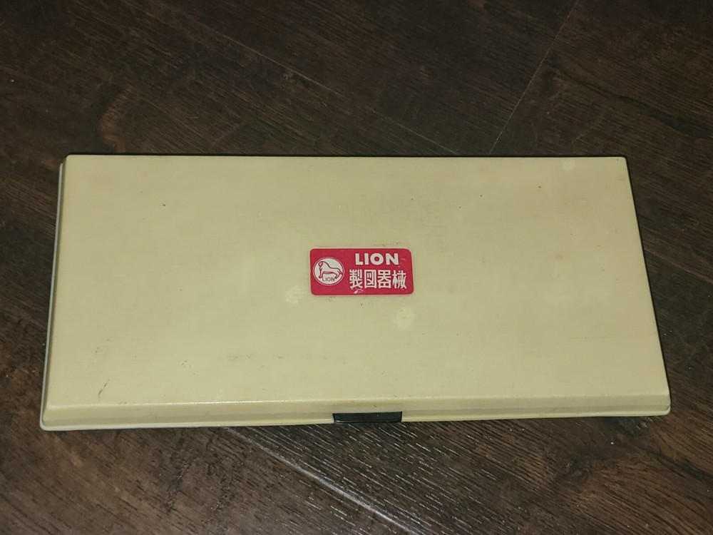VINTAGE Lion DESIGN DRAFTING TOOL SET with case