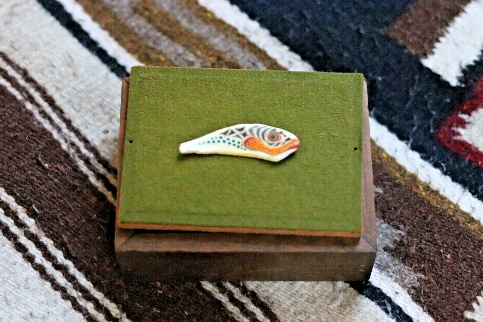 OLD NORTHWEST COAST painted shell art killer whale fetish Tlingit First Nations