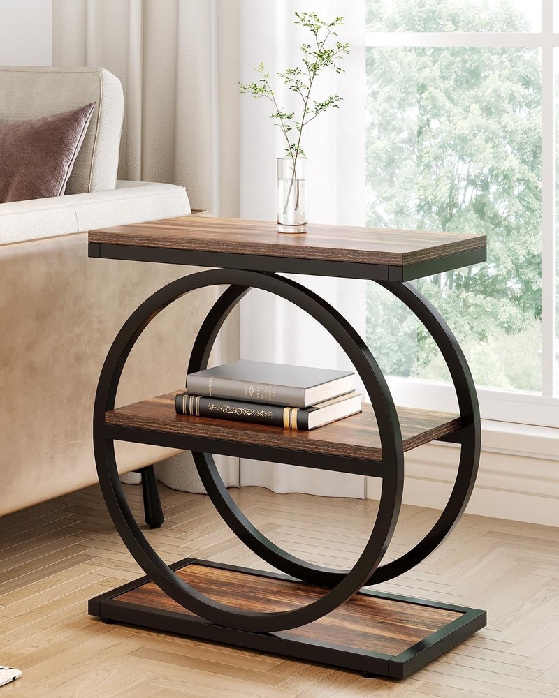 End Table 3-Tier Side Table Slim Sofa Side Table Living Room Tall Bedside Table