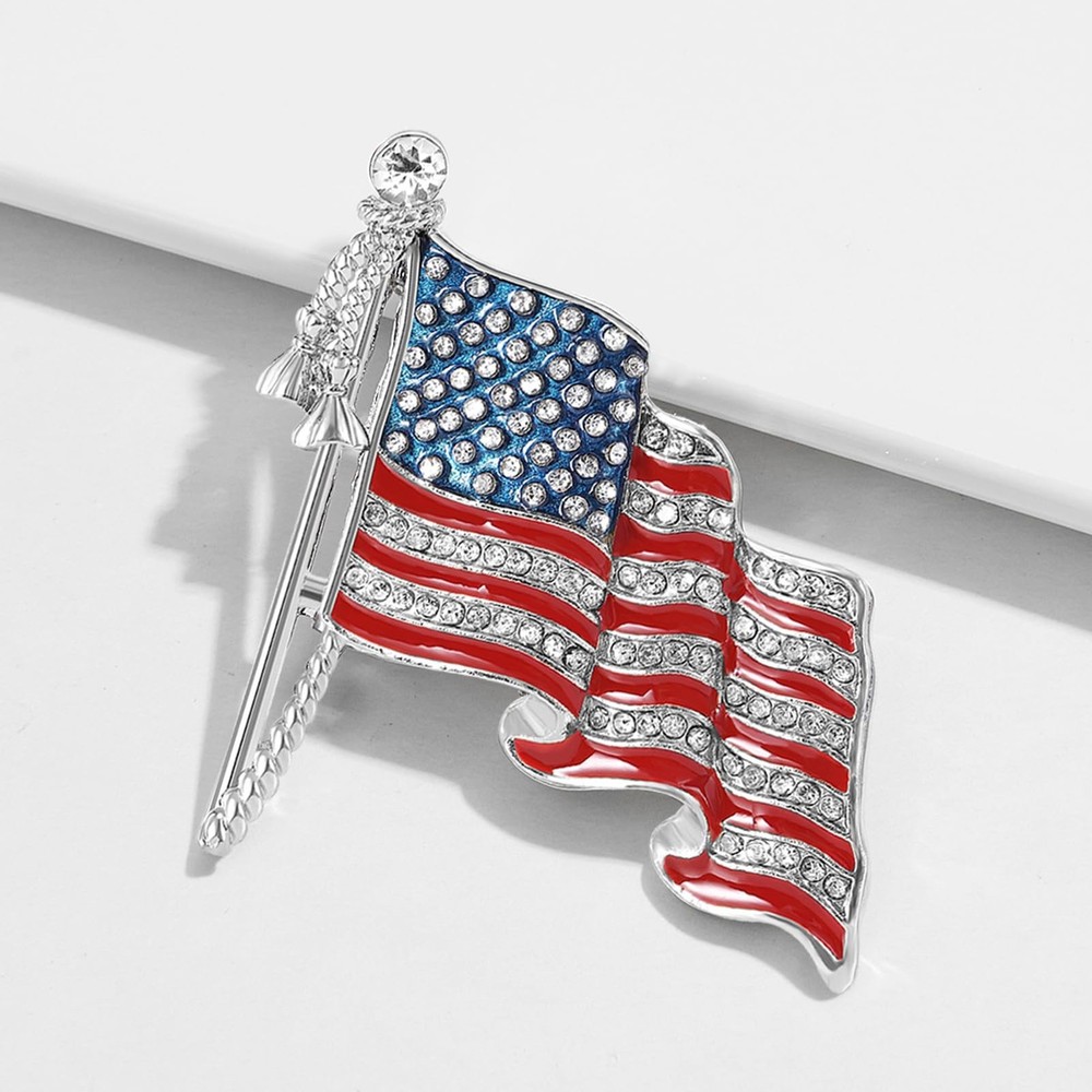American Flag Pin Silver