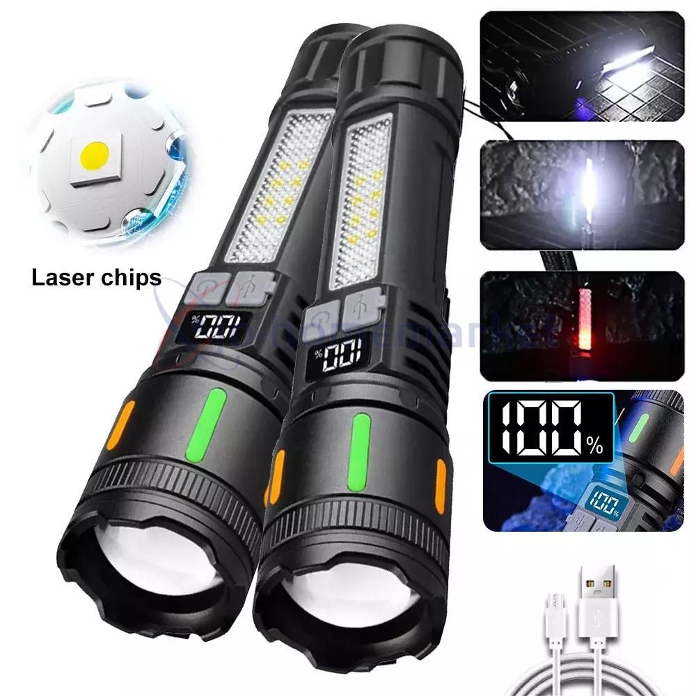 2PC 99000000 Lumens Super Bright LED Tactical Flashlight Rechargeable Work Light
