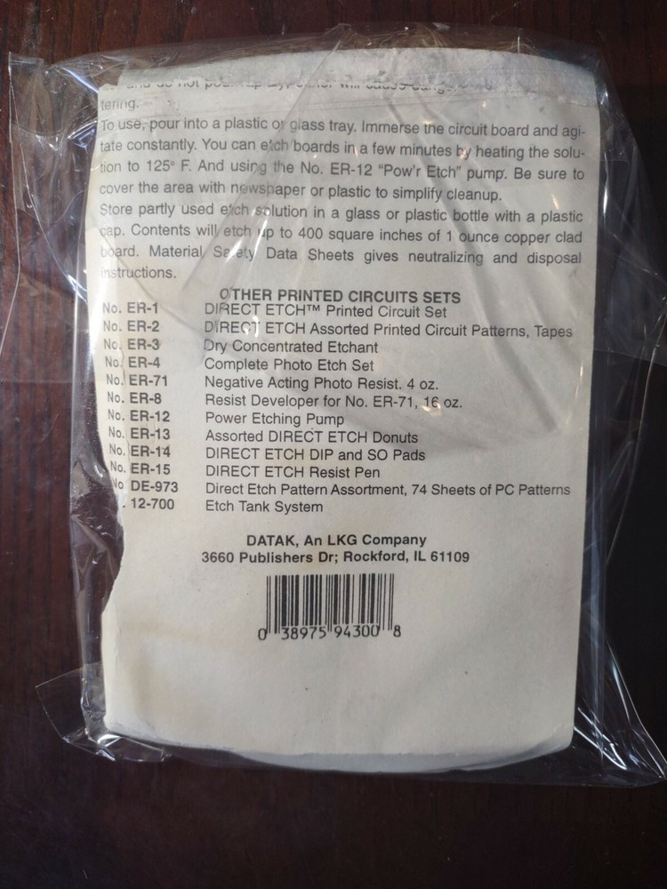 Direct Etch Dry Concentrate Etchant No. ER-3