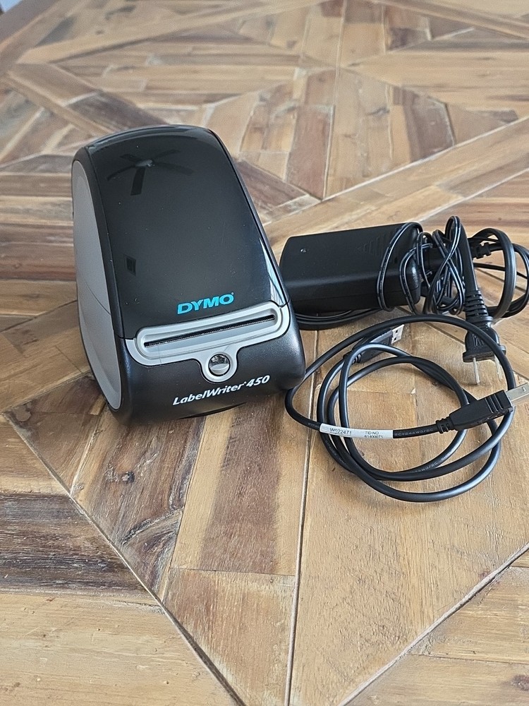 Dymo LabelWriter 450 Thermal Printer with AC Adapter, label roll, and USB cable