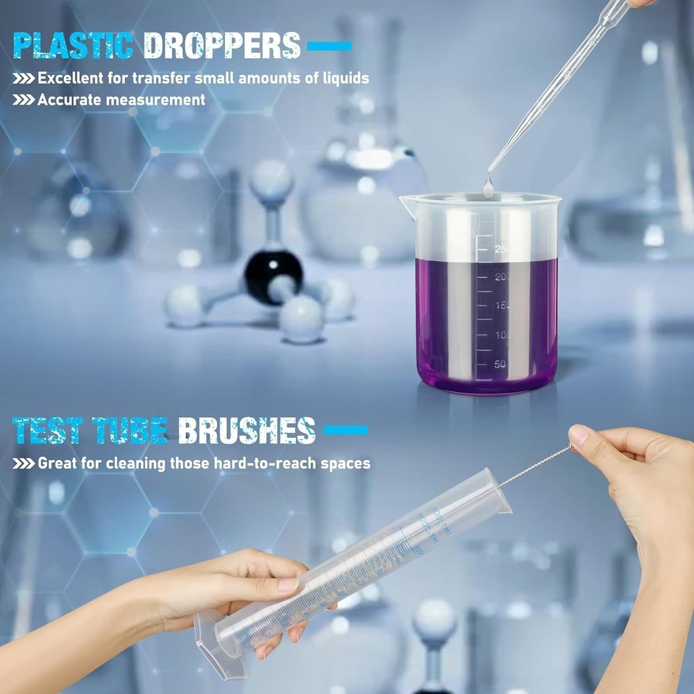 Eco-Friendly Science Lab Kit: Clear Cylinders & Beakers for Home Experiments