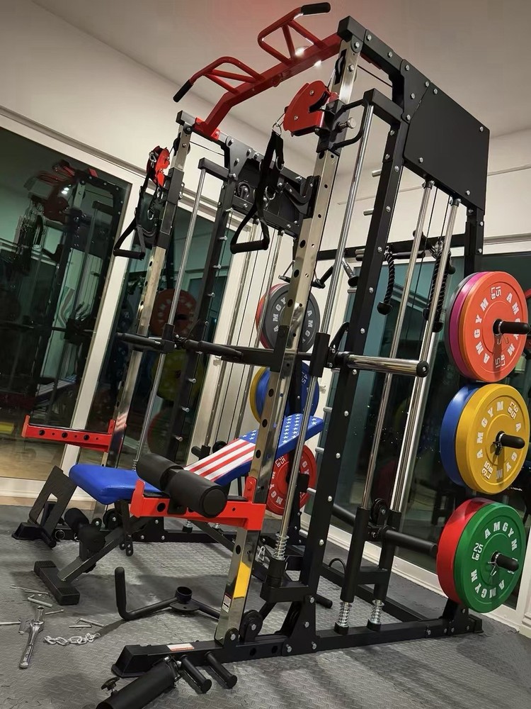 Multi Function Smith Machine + 380LB Color Bumper Plates — Excellent Condition