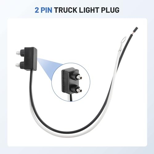 4PCS Trailer Light 2 Wire Pigtail Harness 10" Long, 2 Pin Trailer Light