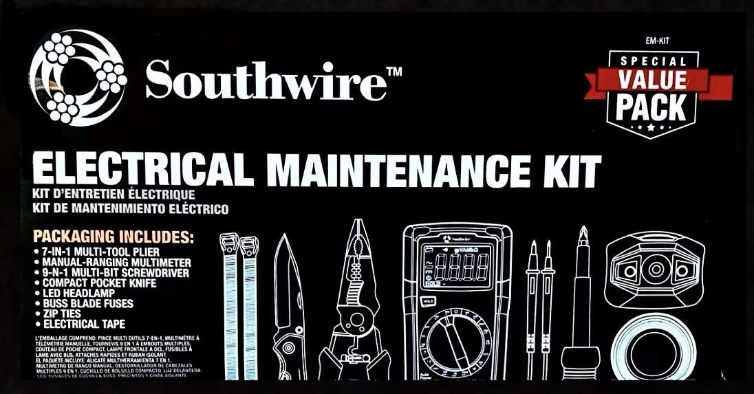 Southwire Electrical Maintenance Tool Kit Gift Set: Multimeter,fuses,lamp & More