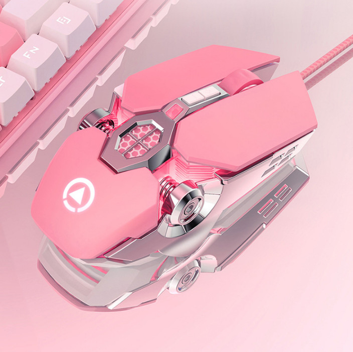 Pink mouse luminous wired cute mechanical E-sports mouse computer accessories
