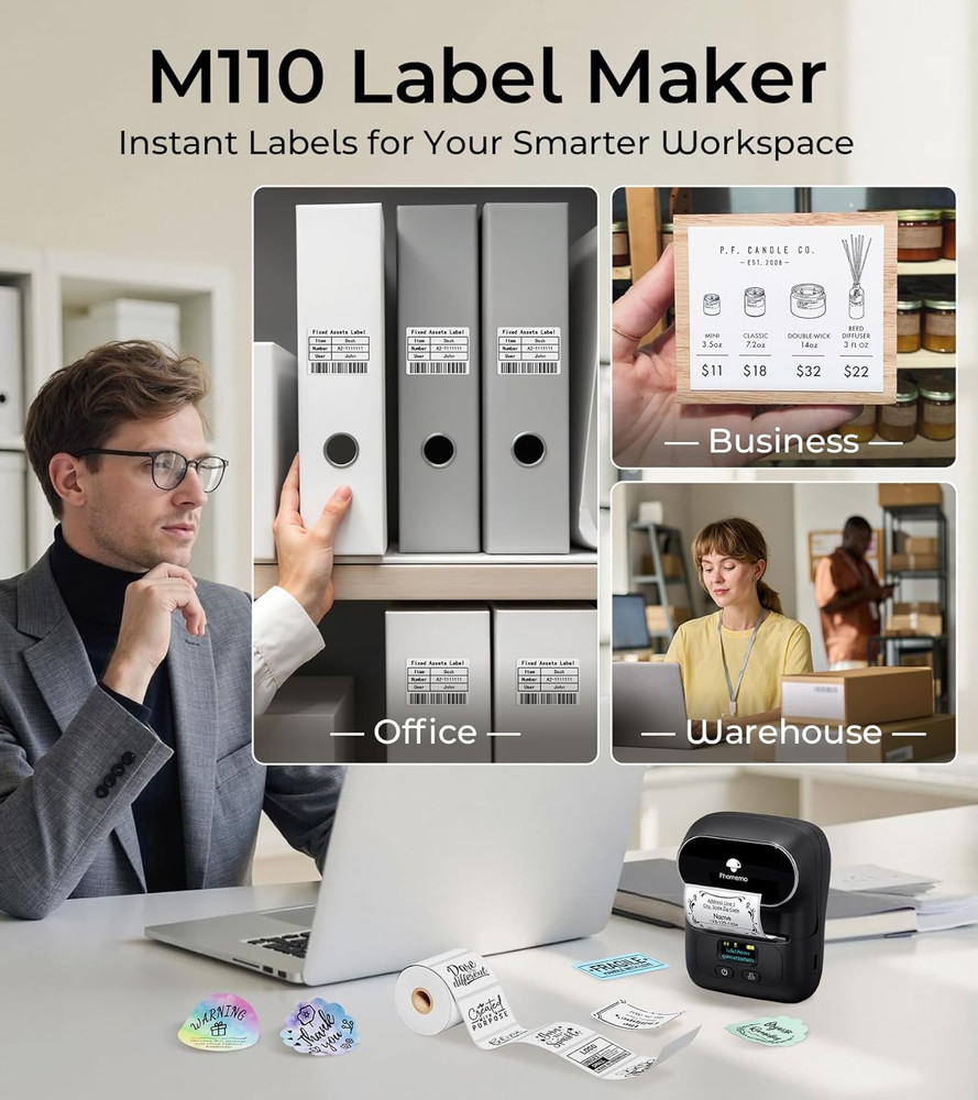 M110 Label Maker - M110 Barcode Label Printer Portable Bluetooth Maker Machine w