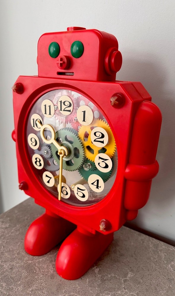 Vintage USSR Robot Clock Mechanical Clock Toy Robot Soviet Transparent Clock