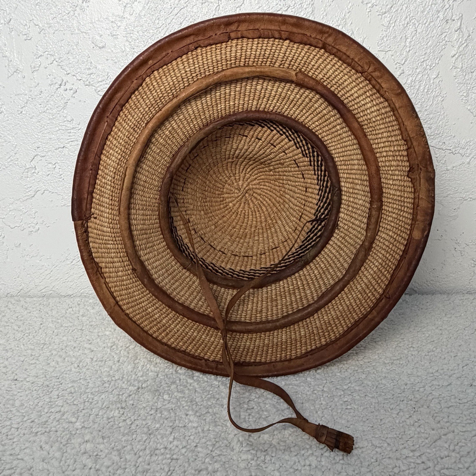 Vintage Fulani Straw Leather Hat Mali Wodaabe Tribe West Africa Mopti Cattle