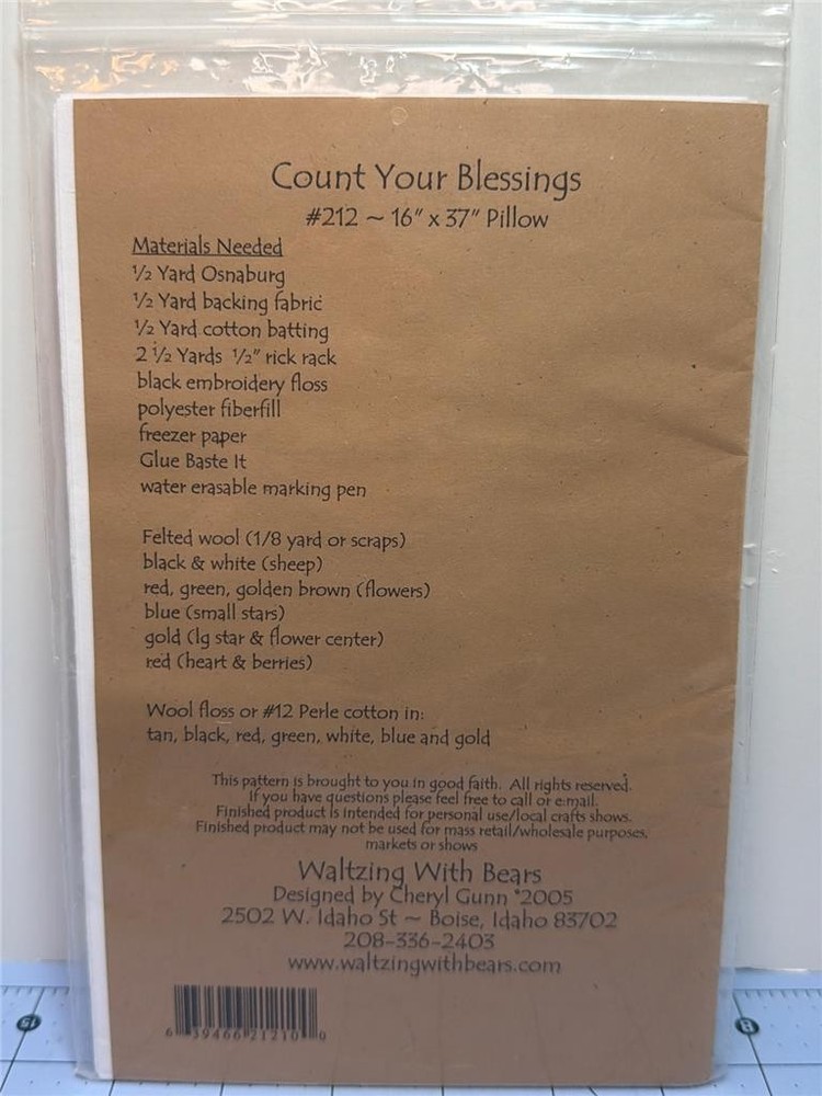 WALTZING WITH BEARS Applique and Embroidery Pattern - COUNT YOUR BLESSINGS