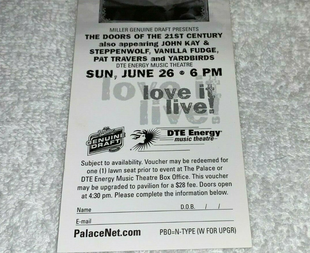 THE DOORS STEPPENWOLF YARDBIRDS PAT TRAVERS UNUSED CONCERT TICKET STRANGE