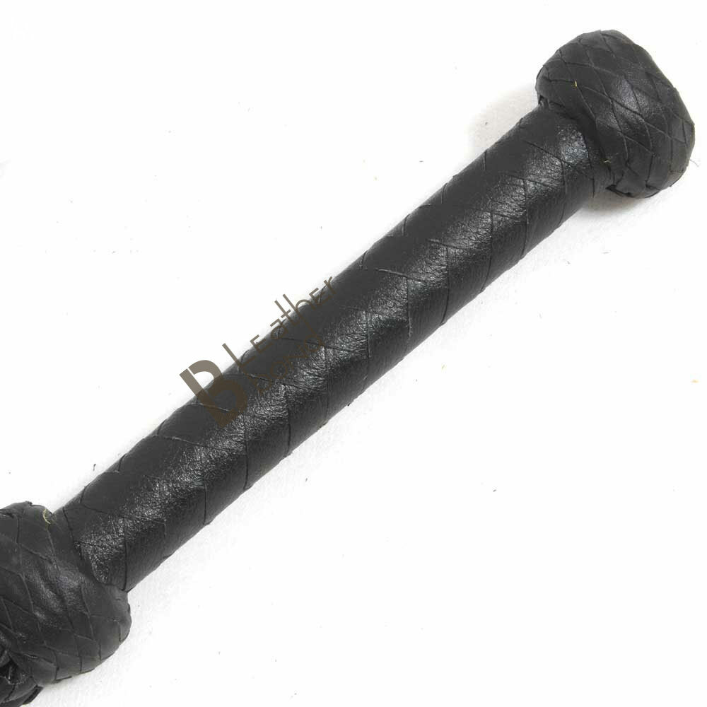 Real Genuine Cow Hide Leather Flogger 9 Braided Falls Heavy Purple Roses & Studs