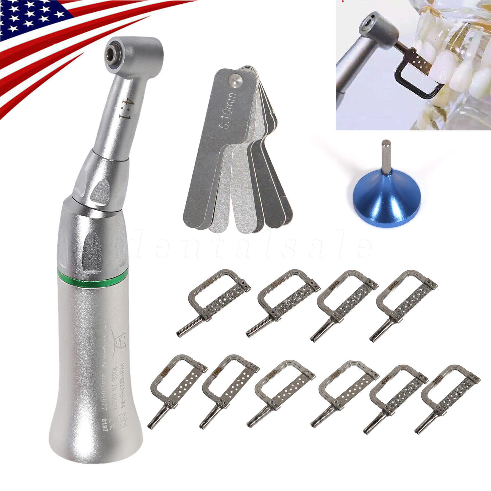 Dental Ortho Contra Angle 4:1 Contra Angle Handpiece Interproximal Strip IPR Kit