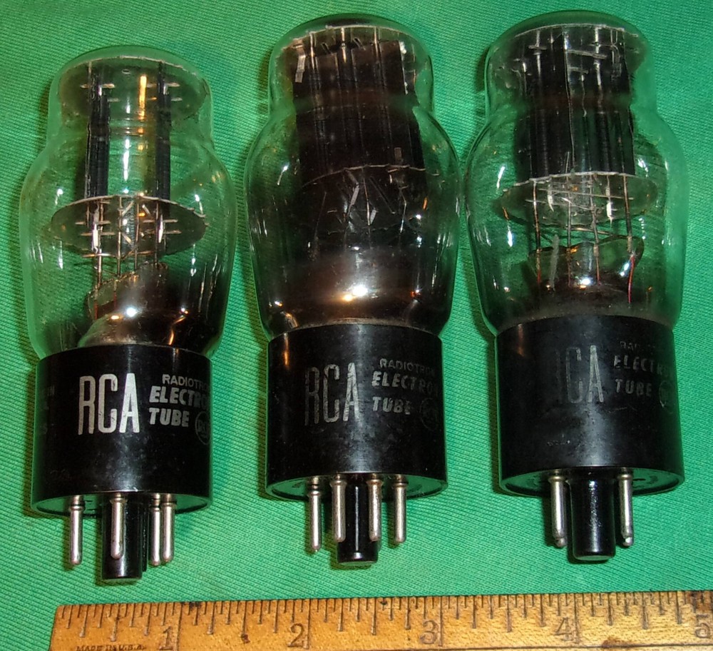 (3) Good Tested 5V4G Full-Wave Rectifier Tubes RCA (1930's)