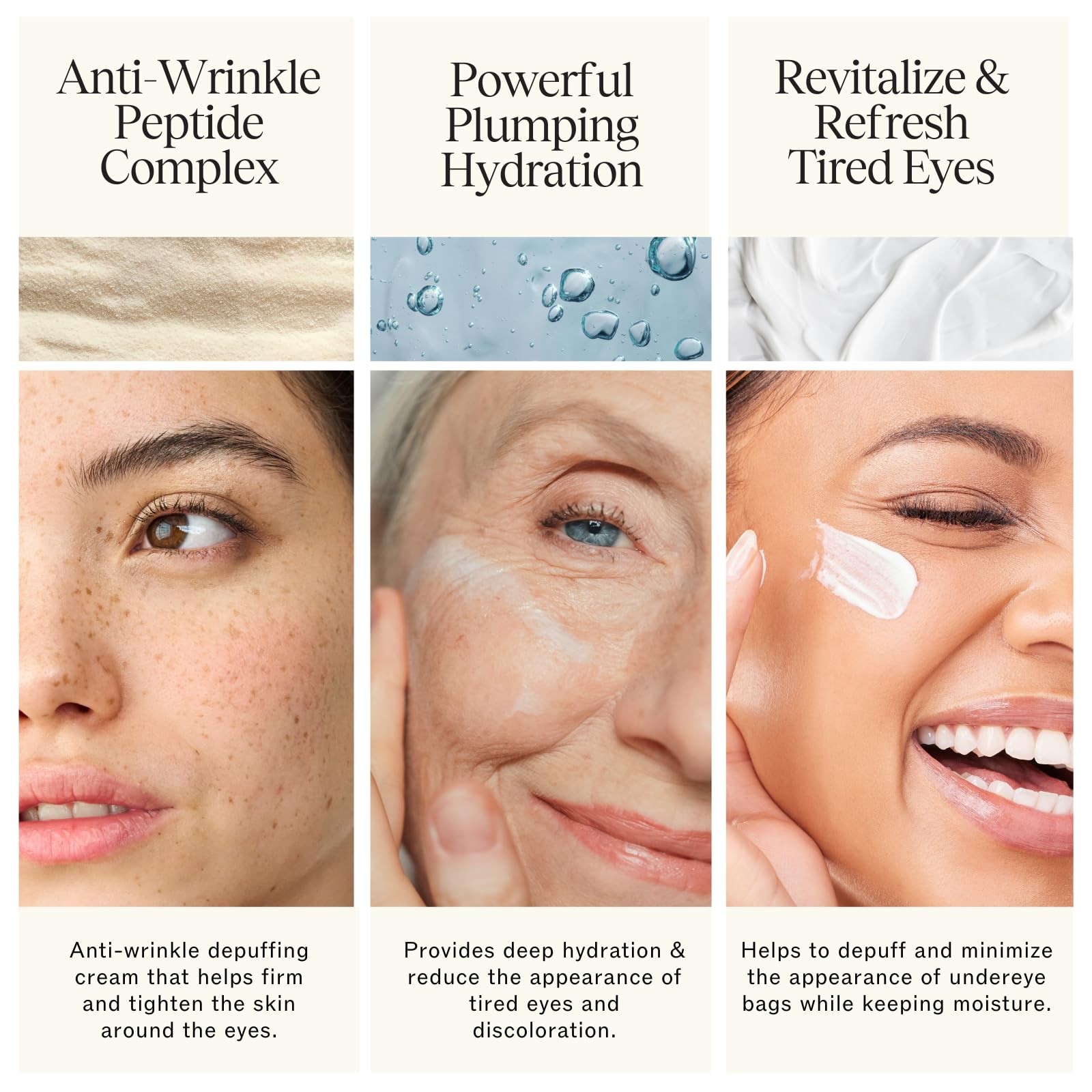 LilyAna Naturals Caffeine Eye Cream: Peptides for Dark Circles, Puffiness, Fine