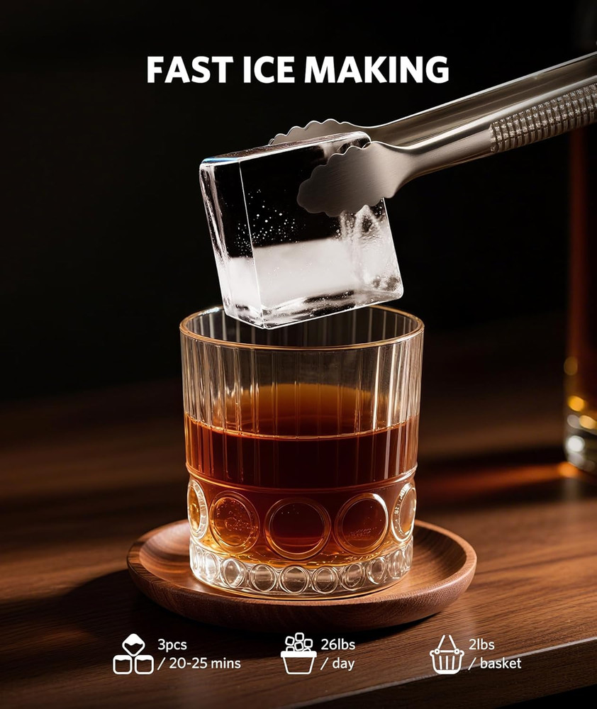 Clear Ice Cube Maker with Crystalflux Technology, 3 Crystal Ice Cube in 20Mins,