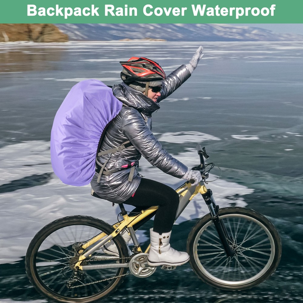 65L-75L Backpack Rain Cover with A Vertical Reflective Strap [Purple]