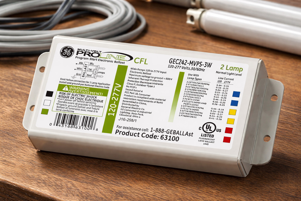 GE GEC242-MVPS-3W CFL Ballast Multi-Volt ProLine Program Start 2-Lamp