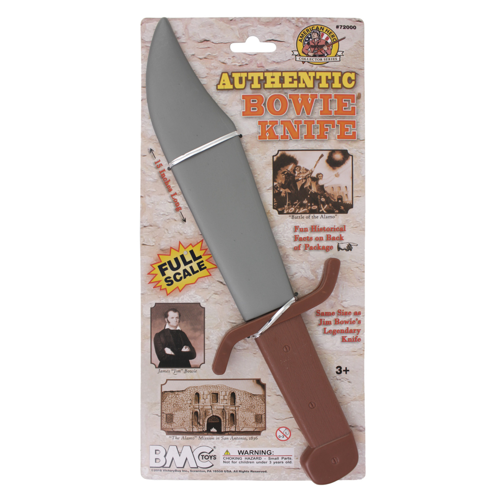 BMC The Alamo JIM BOWIE KNIFE Toy 15 inch long Life Size Plastic Costume Prop