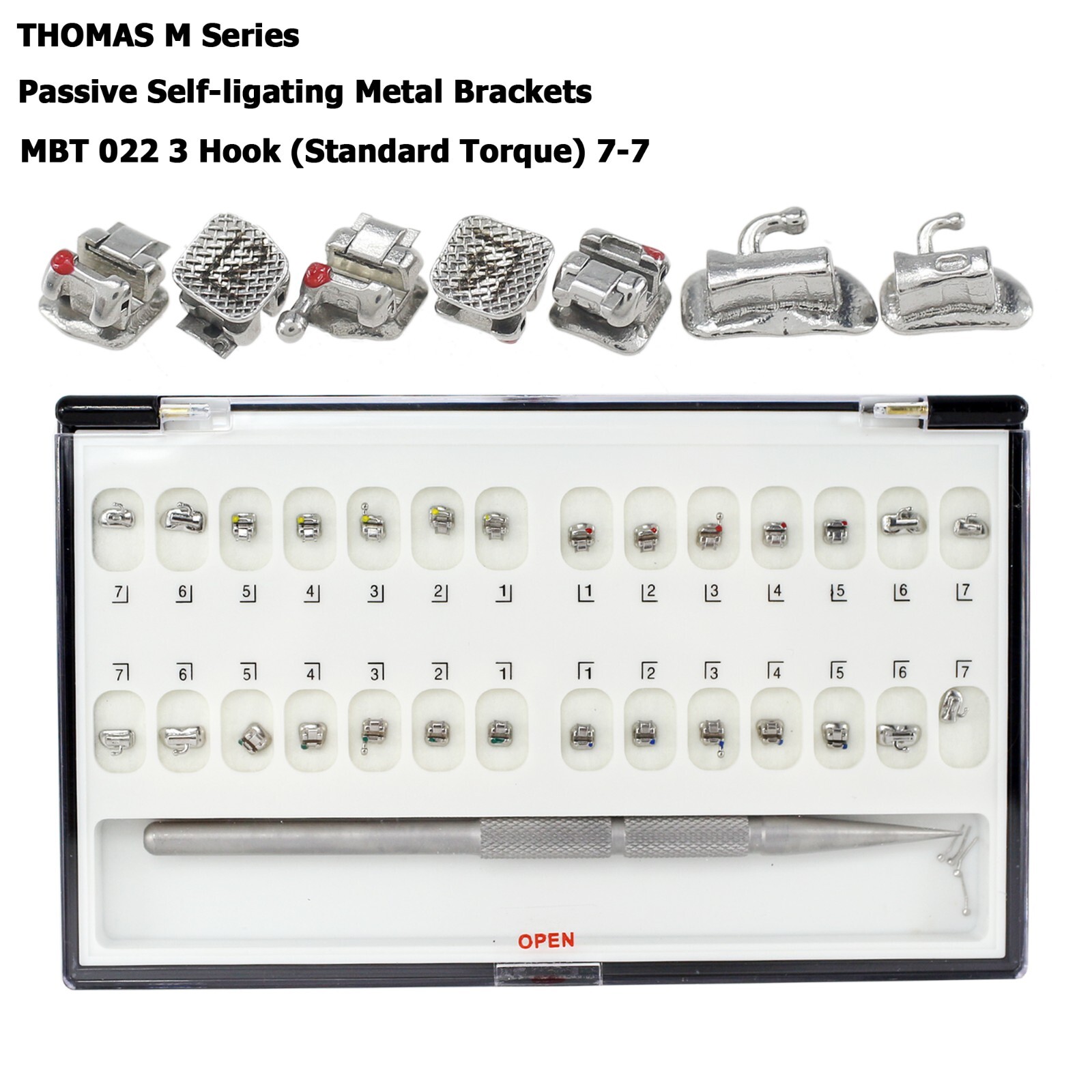 Dental Orthodontic Self Ligating Brackets Braces Buccal Tubes Metal MBT 022 345