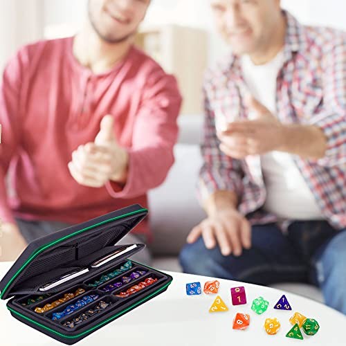 Dice Case DND Dice Box Dice Storage Case Dice Organizer Holder with Green