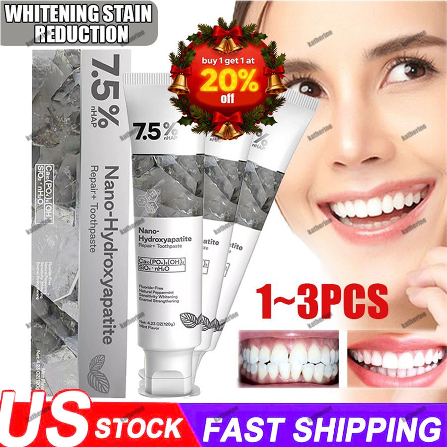 7.5% Hydroxyapatite Toothpaste Remove Yellow Tooth Stains For Sensitive Teeth~US