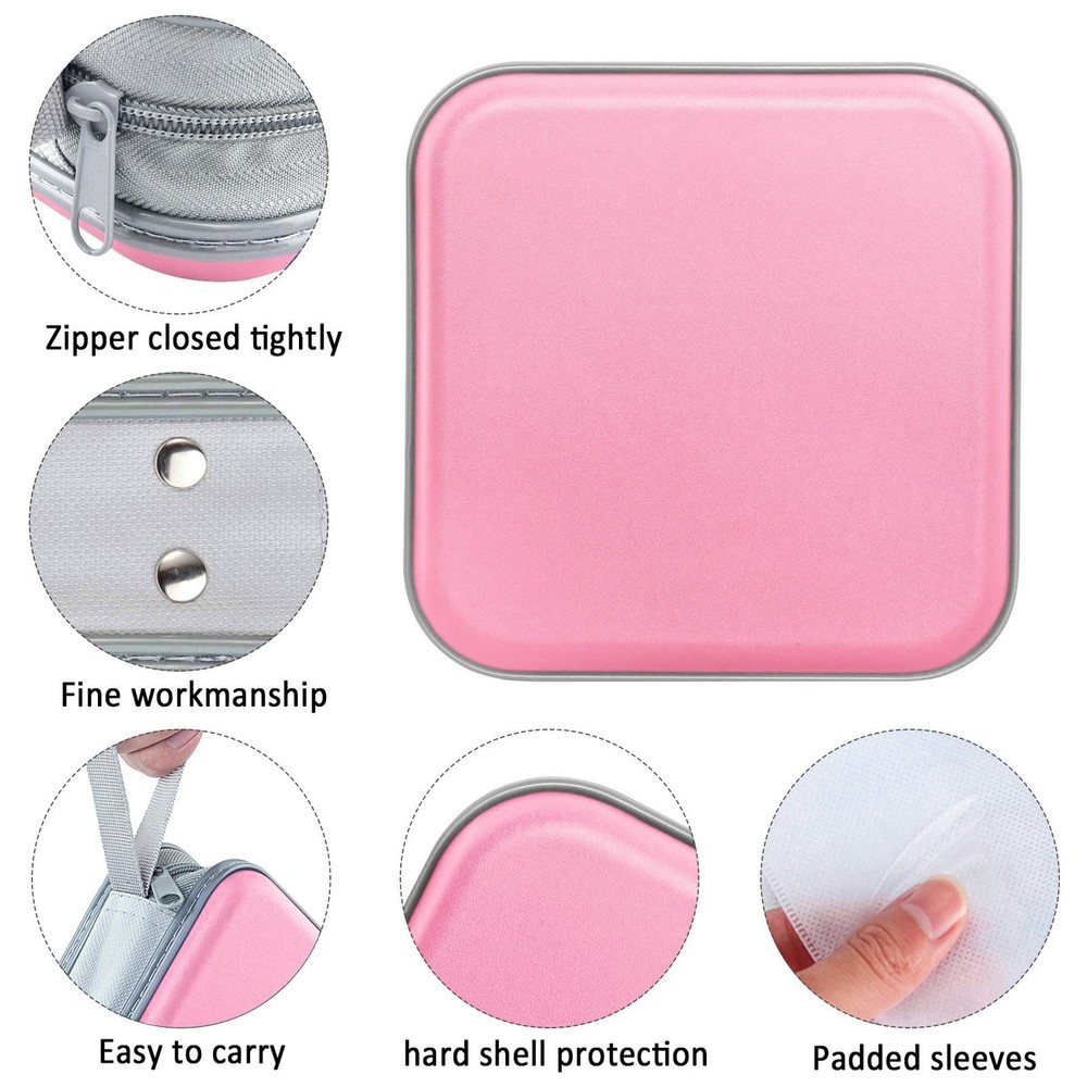 40 Capacity CD DVD Case Wallet Hard Plastic Disc Storage Binder Pink