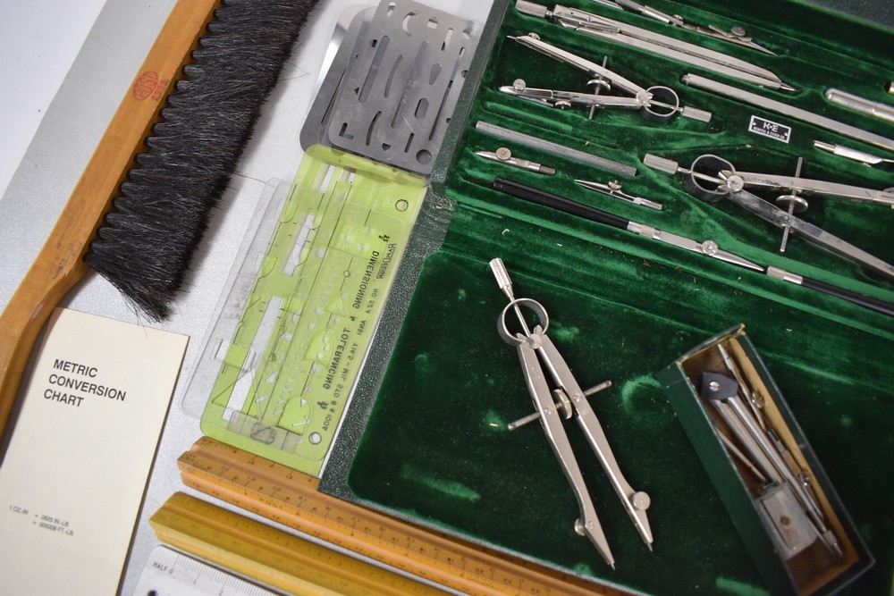 large lot Vintage Keuffel & Esser & POST DRAFTING TOOLS