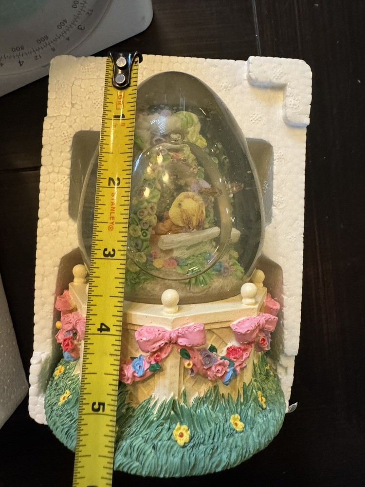 Easter Bunny Egg Water Globe Musical Playing Easter Parade 6" Decoration in Box