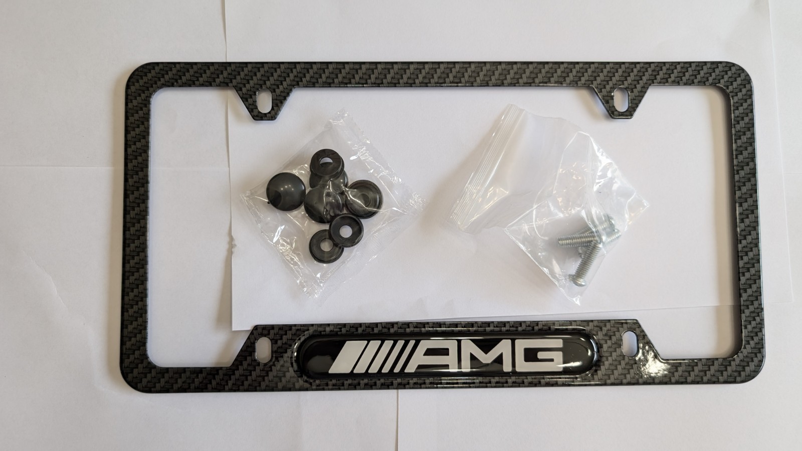 Mercedes AMG License Plate Frame (Carbon Fiber) - 2 Pc Set For Amg Mercedes Car