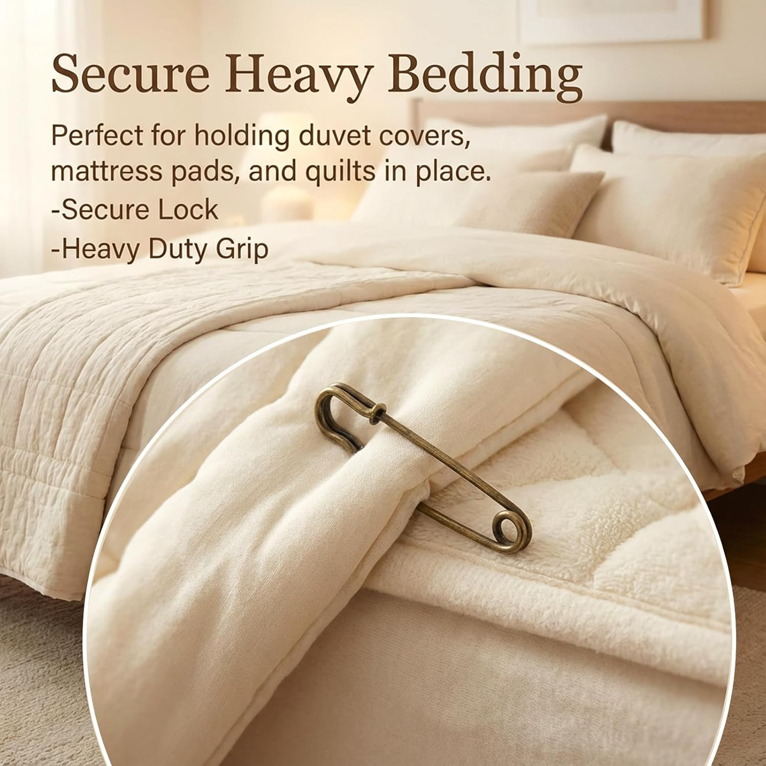 30 Pcs 2 Inch Heavy Duty Safety Pins, Large Safety Pins Brass Big Blanket Pin Di